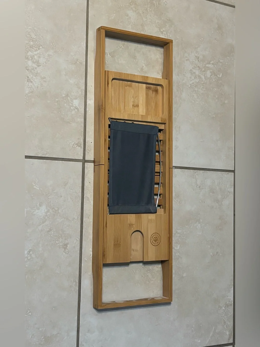 Bamboo Bath Caddy with Black Fabric Tray
